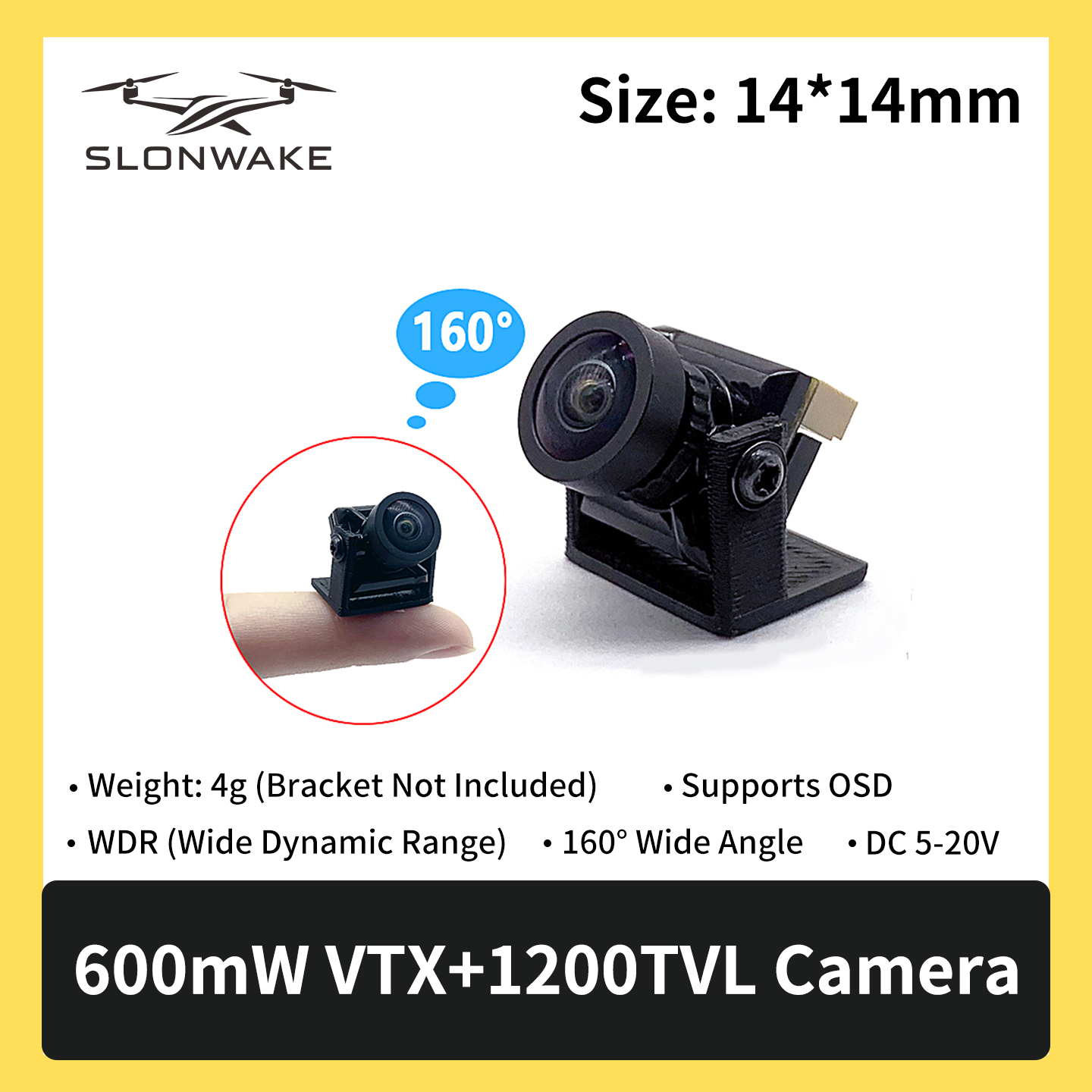 SLONWAKE 5.8G 600mW 7-24V FPV  - Drone Camera のレビューと価格