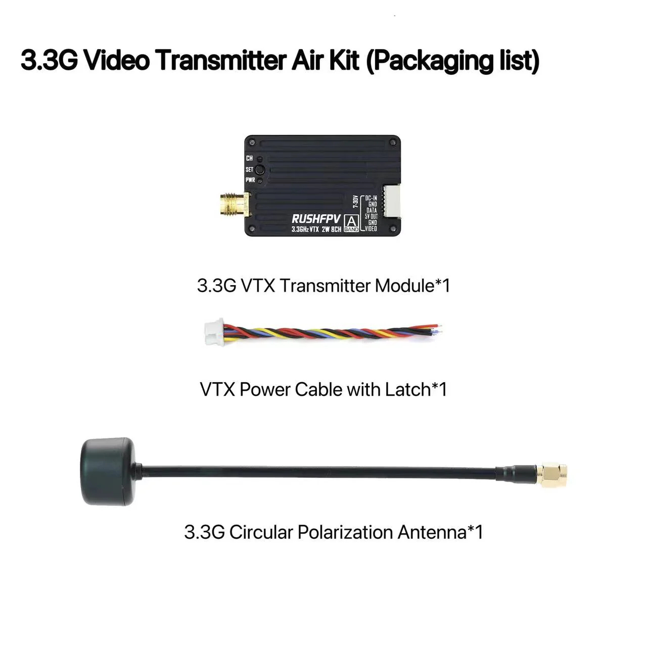 RUSHFPV 3.3G 2W VTX Transmitte - Drone Antenna のレビューと価格