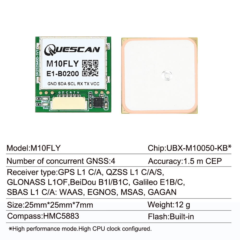 Quescan 25mm*25mm M10FLY 10Hz  - Drone Gps Module のレビューと価格