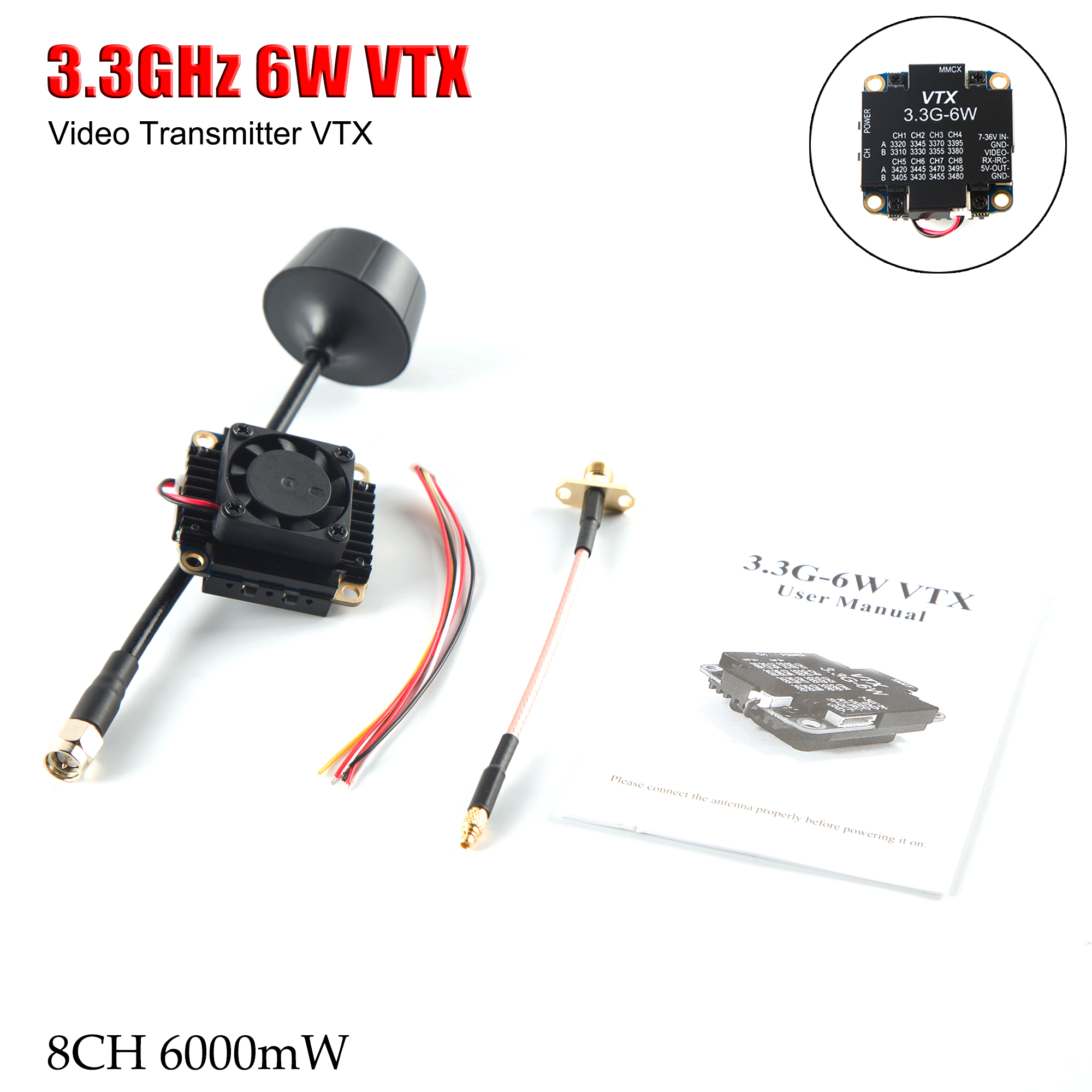 FPV Video Transmitter 3.3G 6W  - Drone Transmitter のレビューと価格