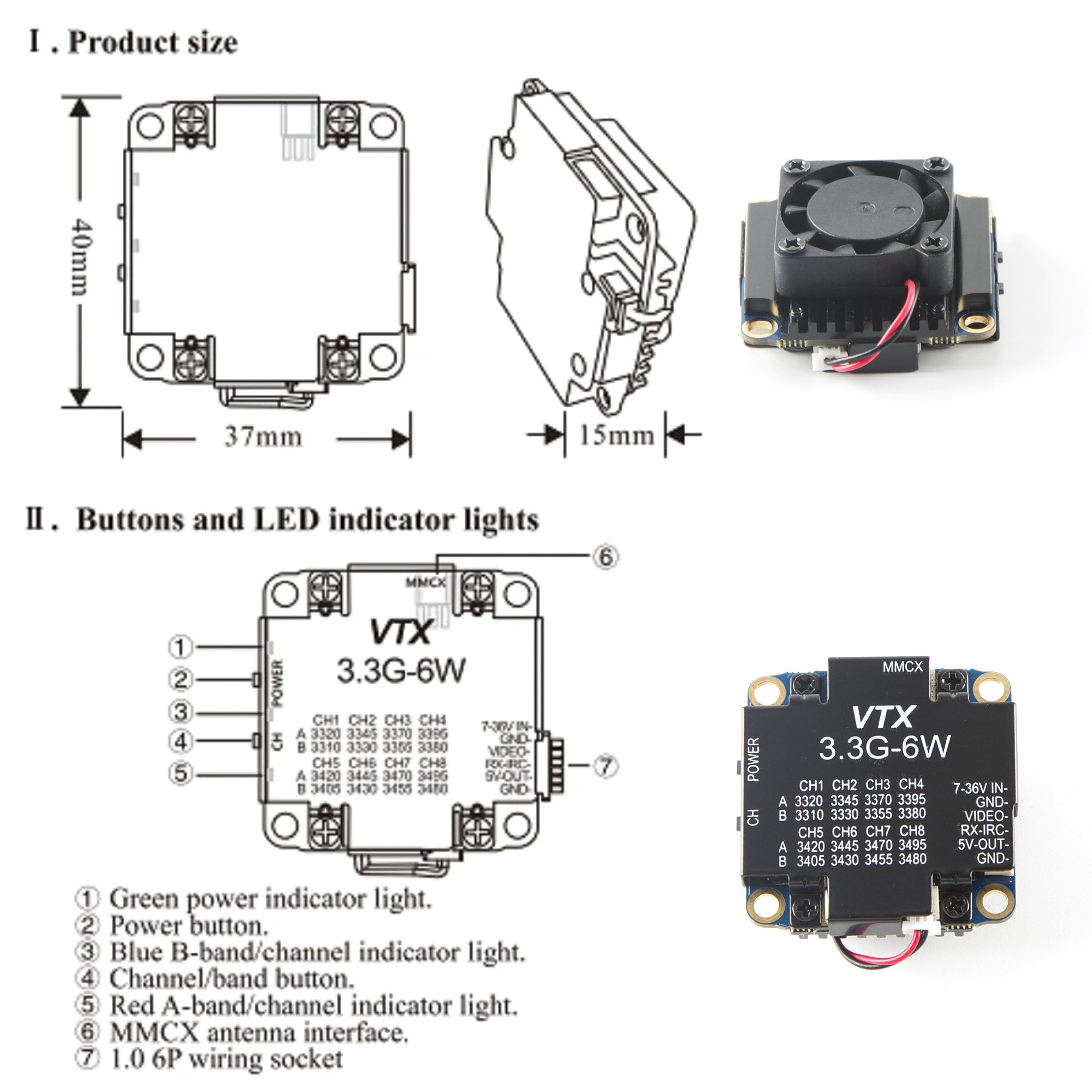 FPV Video Transmitter 3.3G 6W  - Drone Transmitter のレビューと価格