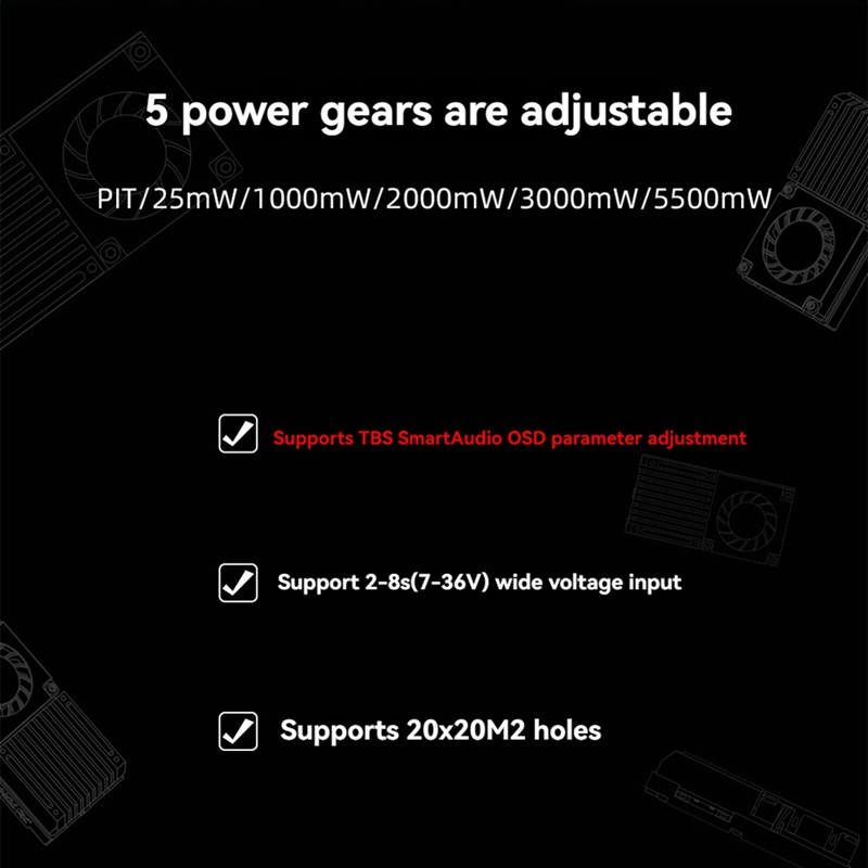 5.8G 5.5W VTX 64CH High Power  - Drone Transmitter のレビューと価格